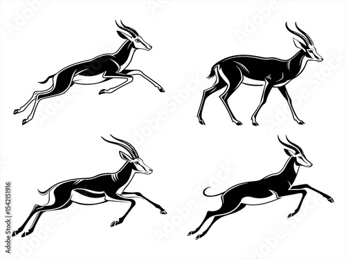 springbok sihouette black vector bundle