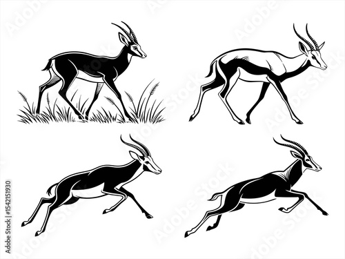 springbok sihouette black vector bundle