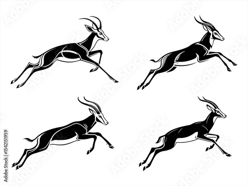springbok sihouette black vector bundle