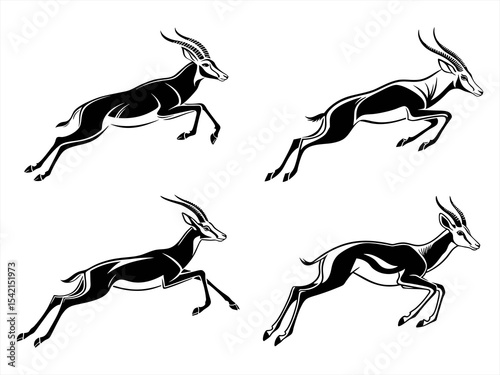 springbok sihouette black vector bundle