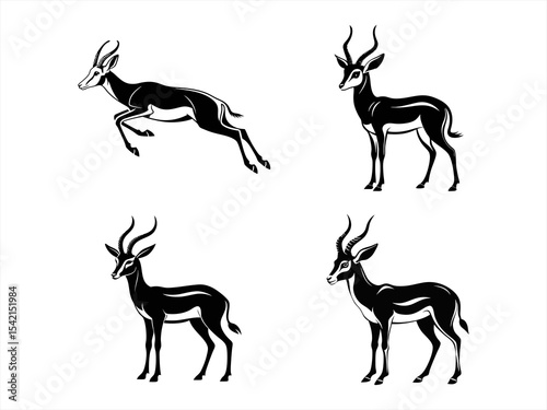 springbok sihouette black vector bundle