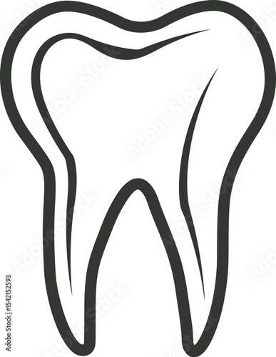 Detailed Tooth Illustration with Defined Outline on White Background Ideal for Dental Design