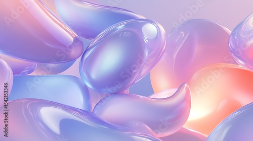 Abstract background with iridescent liquid shapes and fluid bubbles, modern and trendy design