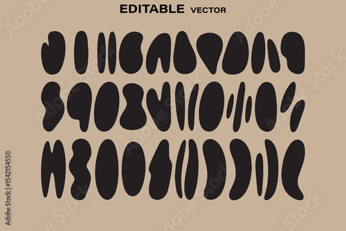 Abstract black shapes on beige background editable vector illustration