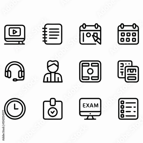  Banking and finance icon set in line style, includes money, wallet, credit card, coins, savings, editable vector design