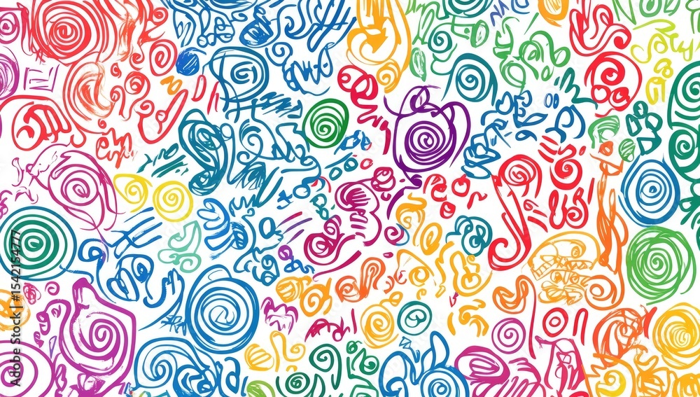 Fototapeta premium Colorful abstract pattern of swirling lines and shapes