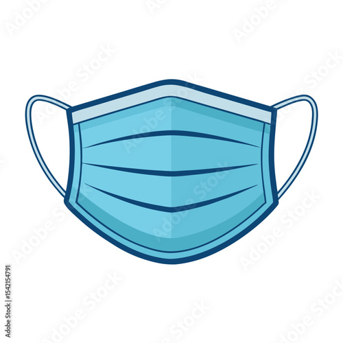 Cartoon illustration of a disposable medical face mask for virus protection