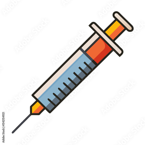 Stylized medical syringe injection with dosage markers