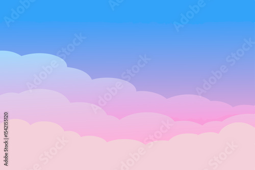 Pink clouds paint the summer sky, a bright, colorful cloudscape illustration of nature's heaven