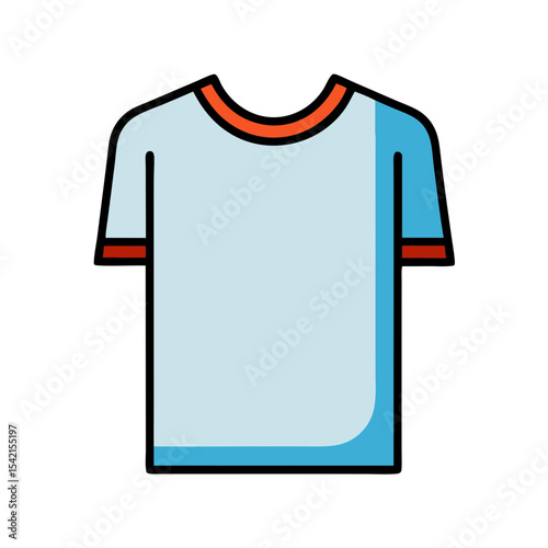 Simple light blue tshirt with orange accents for apparel designs