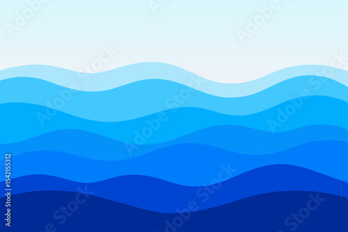 Abstract blue wave pattern: a seamless vector illustration of dynamic ocean water against a sky-blue backdrop, perfect for nature-inspired designs