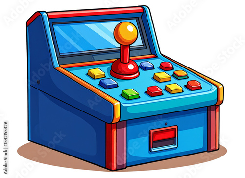 Cartoon Arcade Joystick Console with Bold Colors and Stylized Shadows, Transparent PNG