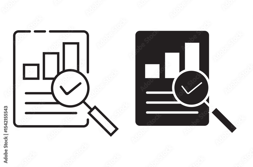 Εκτύπωση καμβά magnifying glass over document icon design, Analytics data stats audit research