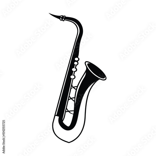 High resolution saxophone silhouette alto or tenor sax vector illustration for music design