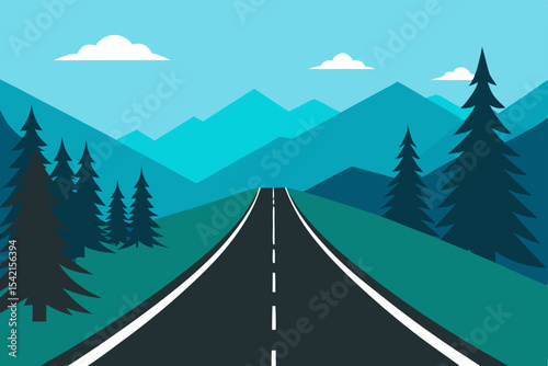 Scenic mountain highway winding through a Canadian forest landscape under a vast sky, perfect for a summer road trip