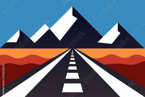 Winding asphalt road through a mountain landscape under a vast sky, illustrating the path to success