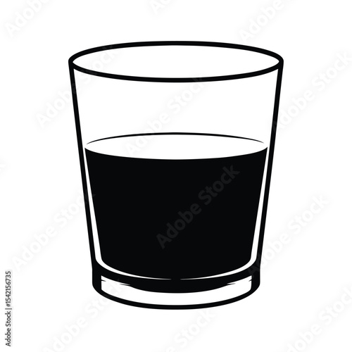 Silhouette of an old fashioned whiskey glass tumbler vector illustration
