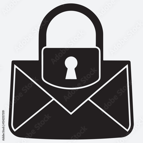 a secure email with encrypted silhouette vector art illustration, internet security icon