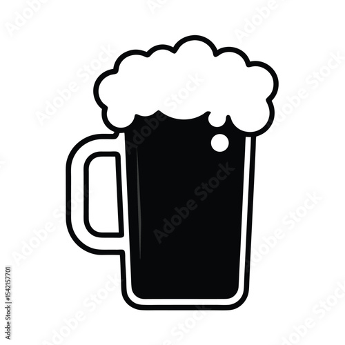 Silhouette of a beer mug with frothy foam crisp vector graphic design
