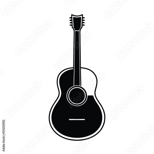 Detailed silhouette of an acoustic guitar perfect for music related designs and projects