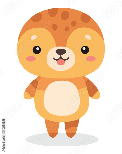 Cartoonish Orange Animal with Spots and a Playful Tongue Sticking Out.