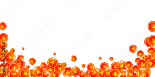 Vitamin A round capsules scattered randomly.