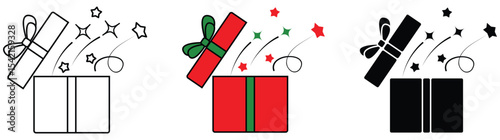 An unboxing gift box icon with a shiny ribbon on top, symbolizing celebration, surprises, and generosity. Often used in digital messages to express gifting, joy, and special occasions