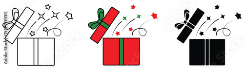 An unboxing gift box icon with a shiny ribbon on top, symbolizing celebration, surprises, and generosity. Often used in digital messages to express gifting, joy, and special occasions