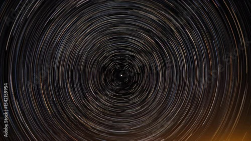 A mesmerizing time-lapse of star trails rotating around the celestial pole