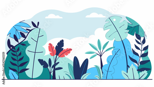Vibrant Jungle Oasis Tropical Background with Lush Greenery