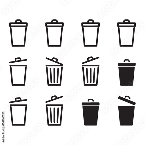 set of trash bin