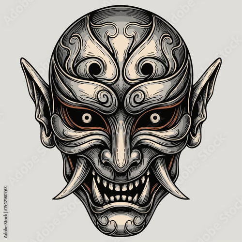 Intricate Japanese Oni Mask Showcasing Tradition and Mythical Power Steeped in History