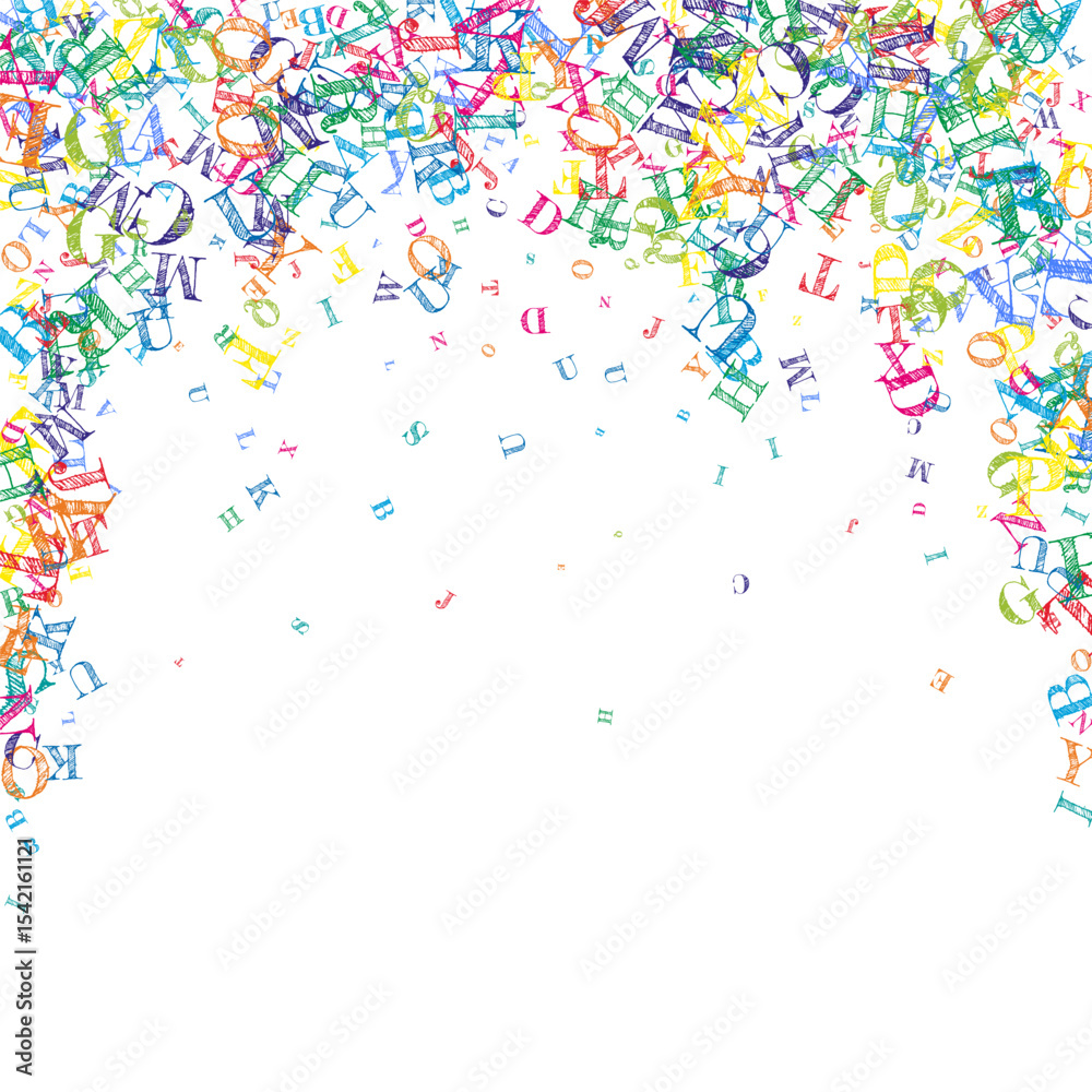 Fototapeta premium Falling letters of English language. Colorful