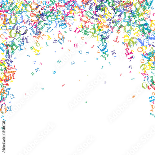 Falling letters of English language. Colorful
