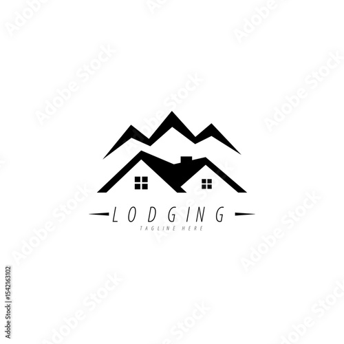 Simple Minimalist Cabin Lodge Villa House Logo Design