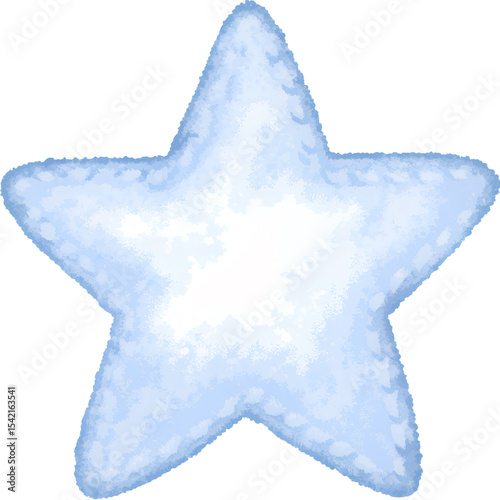Watercolor light blue star for newborn baby boy on transparent background.
