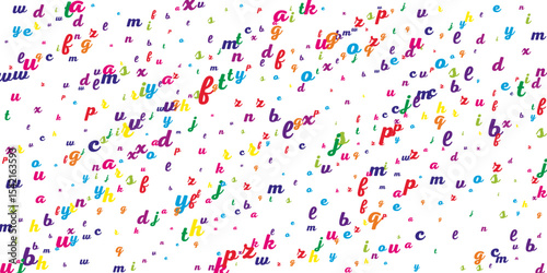 Falling letters of English language. Colorful