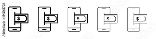 Send money smartphone icon Symbol concept for web design.simple line vector icon. logo illustration.