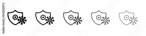 Shield virus icon Symbol concept for web design.simple line vector icon. logo illustration.