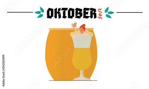 Oktoberfest concept banner with beer