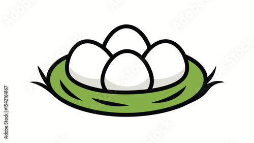 vector illustration of eggs in a nest clip art icon 