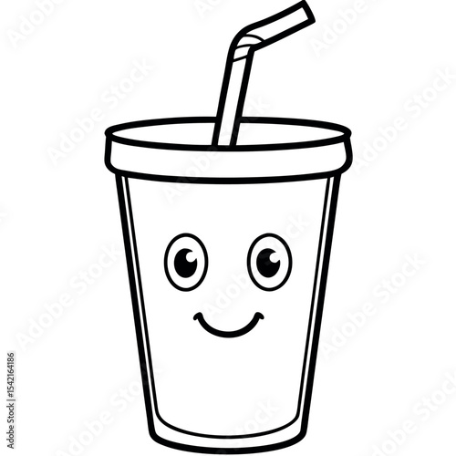  Cup with a straw vector illustration.