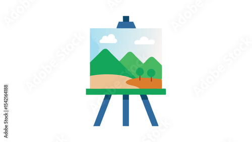 easel landscape painting display art illustration