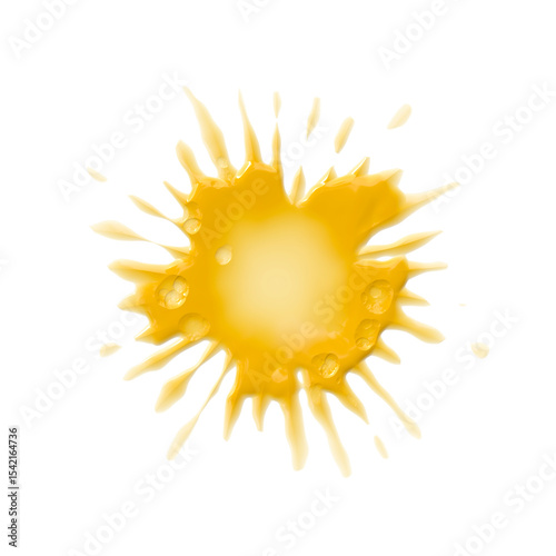 Melt circle paint drip, splash with drops, liquid shape graffiti blob isolated on background.