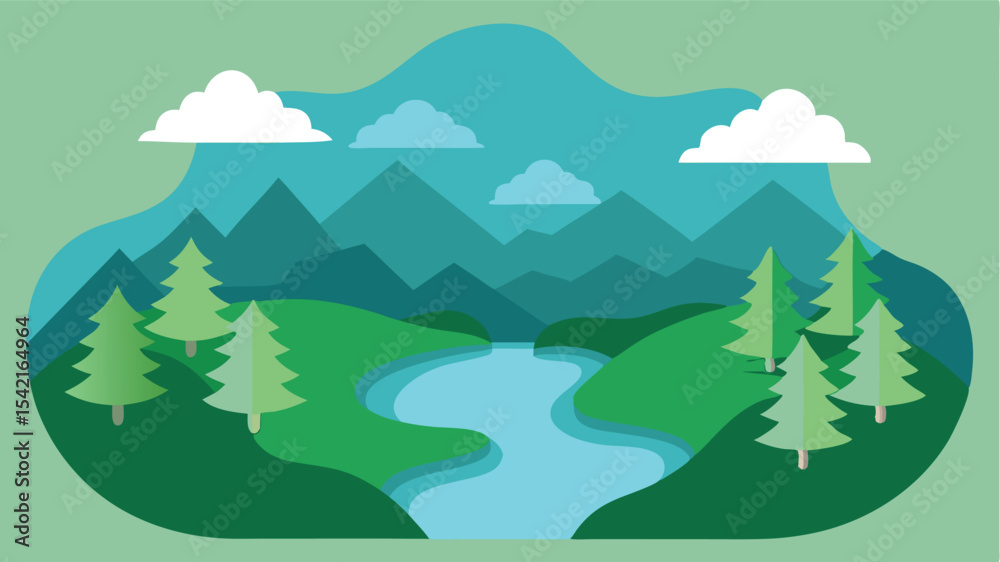 Fototapeta premium paper layer cut of top view landscape in forest