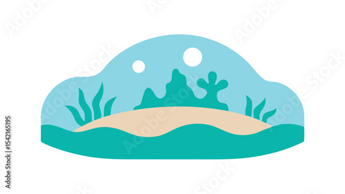 vector illustration of seabed landscape icon