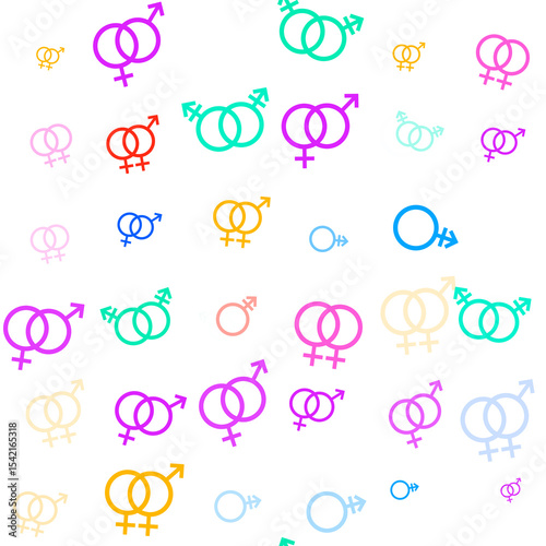 LGBT seamless pattern of male and female simbols. Mars and Venus icons.