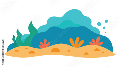 seabed landscape vector illustration doodle style