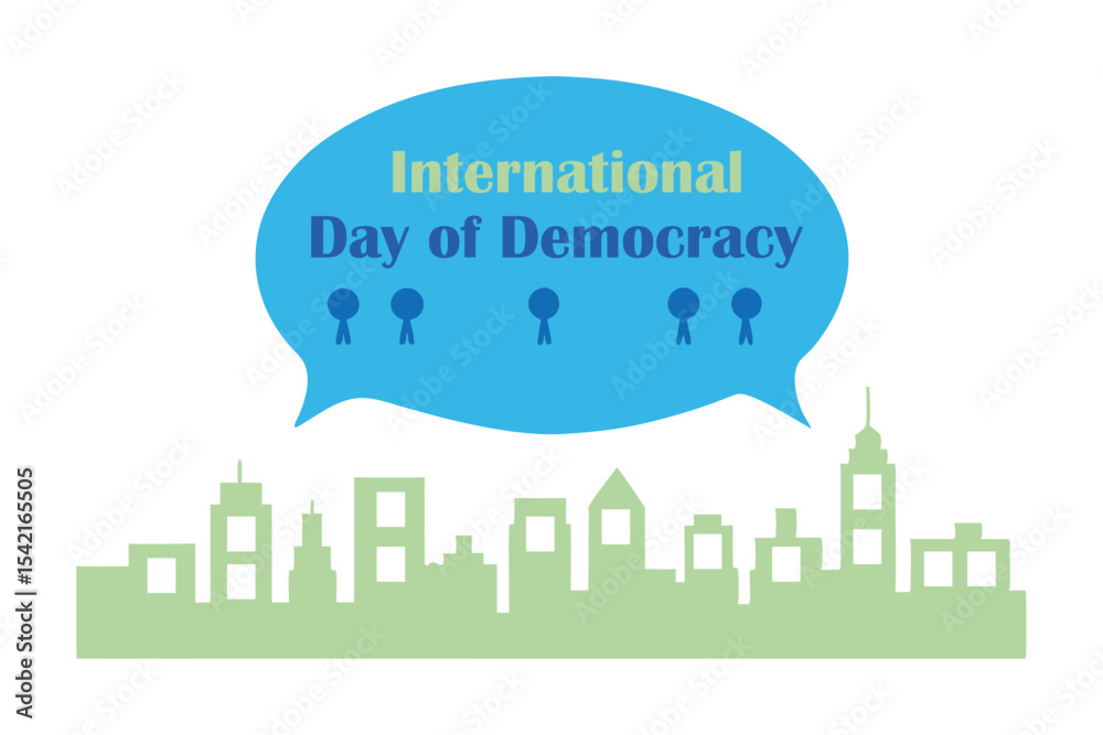Obraz premium Giant Speech Bubble Above City Vector – Civic Dialogue and Collective Voice Symbolizing Democracy.