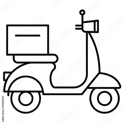 Icon of a Food Delivery Scooter in Outline Style